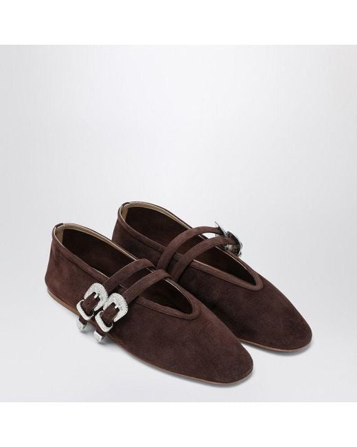 Le Monde Beryl Suede Claudia Ballet Flats in Brown | Lyst