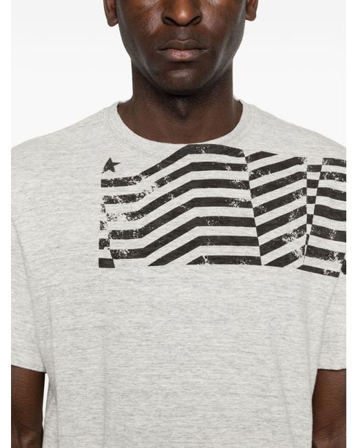 Golden Goose Deluxe Brand White Printed Cotton T-Shirt for men