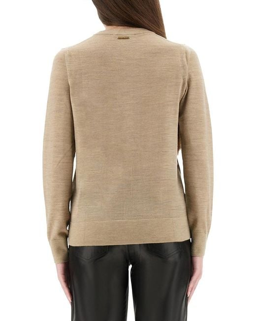 MICHAEL Michael Kors Michael Door Michael Kors Merino Wool Sweater in het Natural