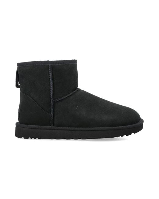 Ugg Black Classic Mini Ii Suede Boots With Shearling Lining