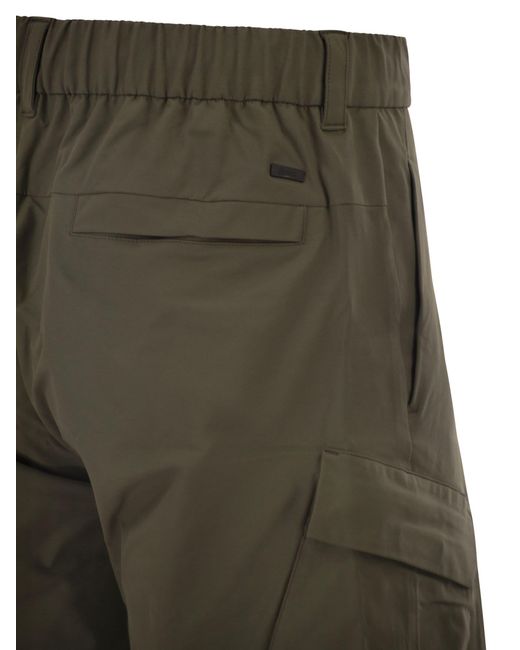 Herno Green Technical Fabric Cargo Bermuda Shorts for men