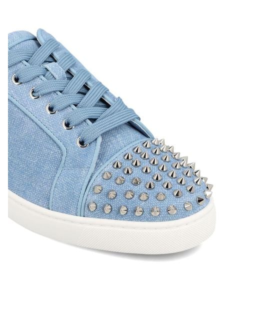 Christian Louboutin Blue Louis Junior Spikes Leather Sneakers for men