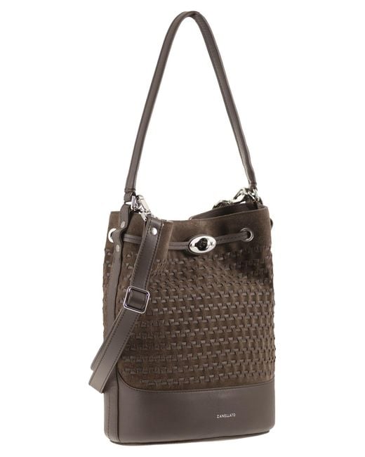Zanellato Brown Monda' Leather Bucket Bag S