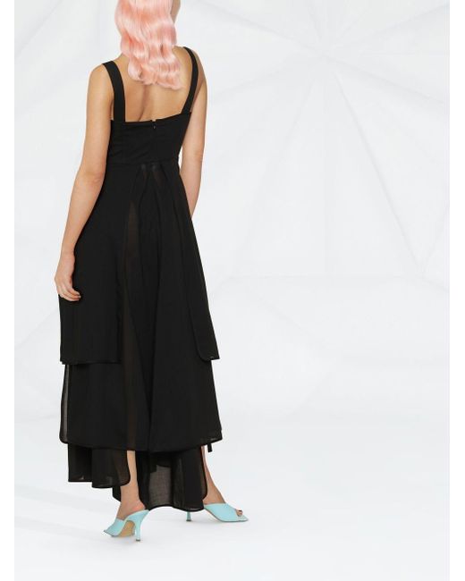 DESPIERTO. Vestido en modo con falda de panel múltiple A.W.A.K.E. MODE de color Black