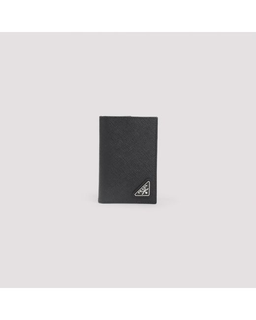 Prada Gray Mini Leather Card Case for men