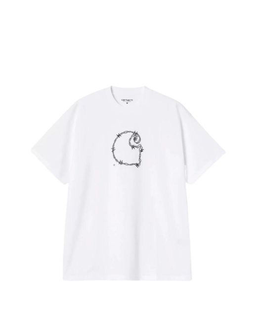 Carhartt White Short Sleeves "Barbwire C" Organic Cotton T-Shirt