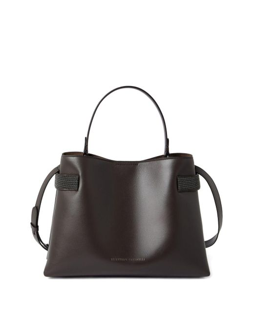 Brunello Cucinelli Black Essence Leather Handbag