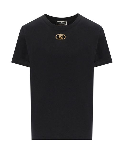 T-shirt en jersey avec logo Elisabetta Franchi en coloris Black