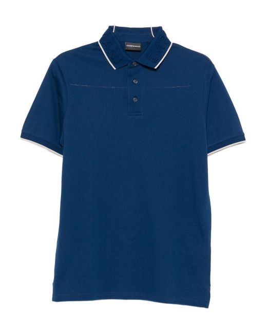 Emporio Armani Logo Cotton Polo -Hemd in Blue für Herren