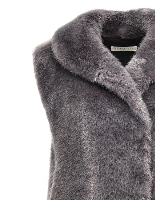 Gray faux fur gilet hot sale