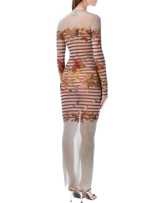 Jean Paul Gaultier Multicolor Marinière Mesh Long Dress