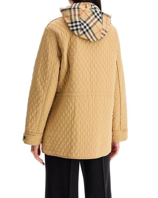 Burberry Natural Quilted Jacket With Removable Hood