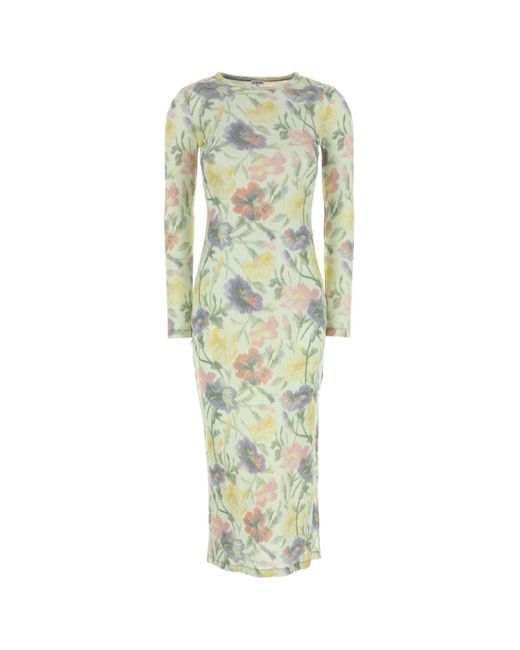 Loewe Green Printed Silk Blend Dress