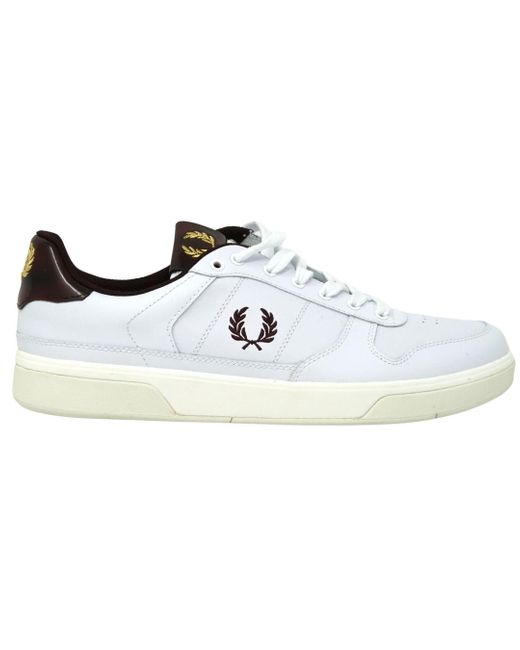 Fred Perry Embossed Leather White Trainers for Men | Lyst