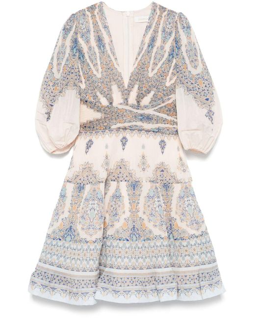 Zimmermann Gedrukte Mini -jurk in het White