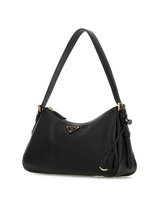 Prada Black Leather Medium Aimãe Shoulder Bag for men