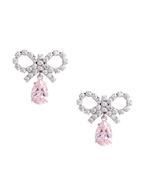 Self-Portrait White Micro Bow Drop Earrings