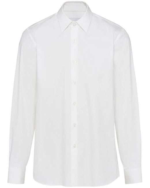 Prada White Long-Sleeve Cotton Shirt for men