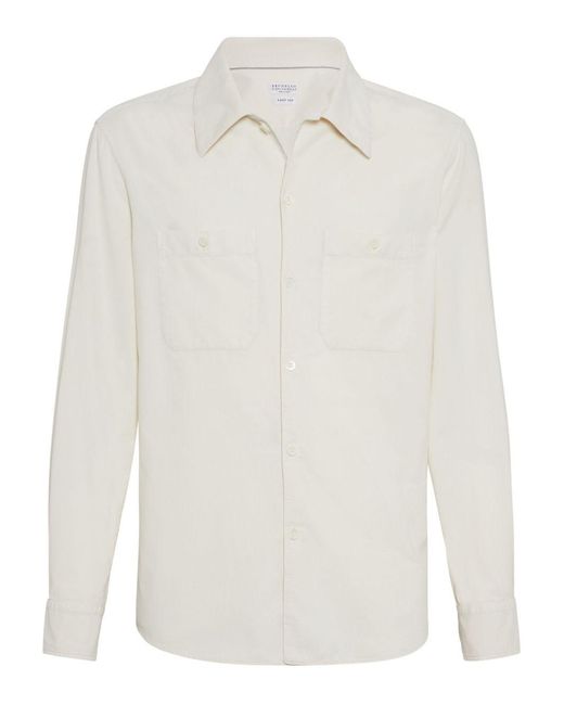 Brunello Cucinelli Tailored Casual Shirt With Minimalist Design in White für Herren