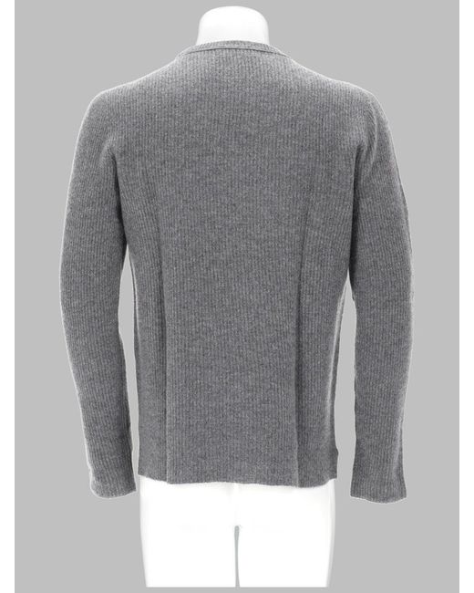 Roberto Collina Gray Multi-Pattern Sweater for men