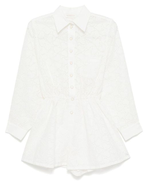 Zimmermann White Crush Linen Playsuit
