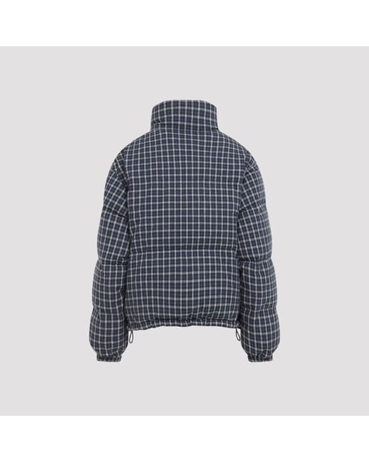 Miu Miu Blue Reversible Checked Down Jacket