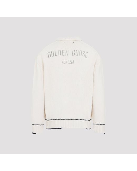 Golden Goose Deluxe Brand White Rindley Knit Polo for men