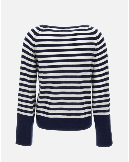 Liu Jo Blue Gestreifter Kaschmirwollpullover