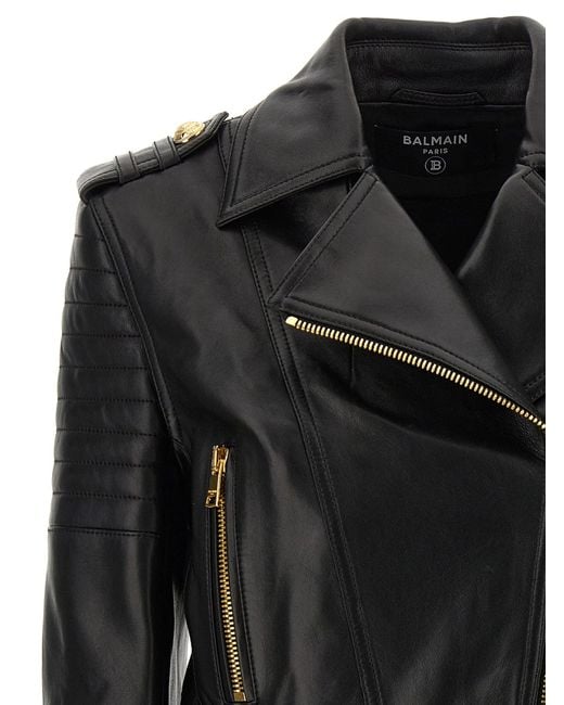 Chaqueta de cuero Balmain de color Black