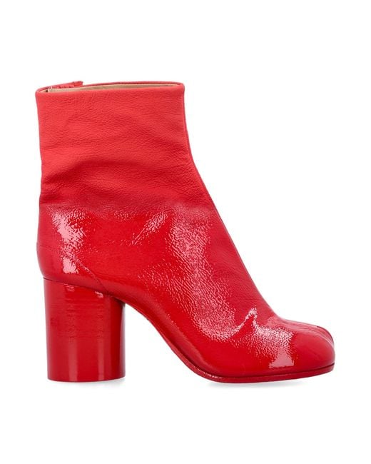 Maison Margiela Red Tabi Leather Ankle Boots Upper