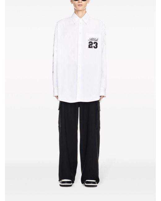 Off-White c/o Virgil Abloh White Camicia Oversize Con Ricami Shirt for men