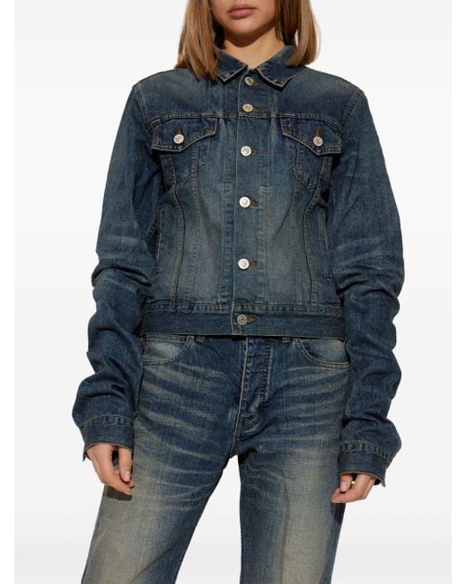 Balenciaga Blue Denimjacke mit vintage-effekt
