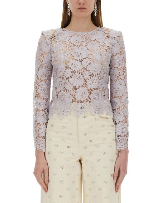 Self-Portrait Purple Lace Top