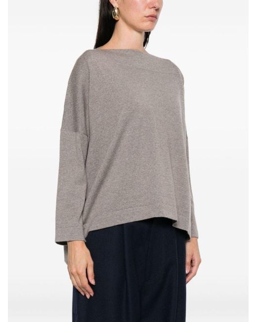 Daniela Gregis Gray Wool Boat Neck Sweater
