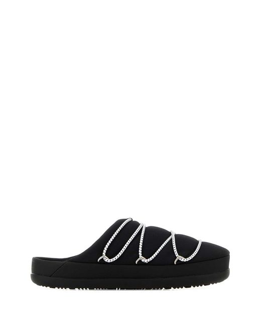 Moon Boot Black Fabric Slippers