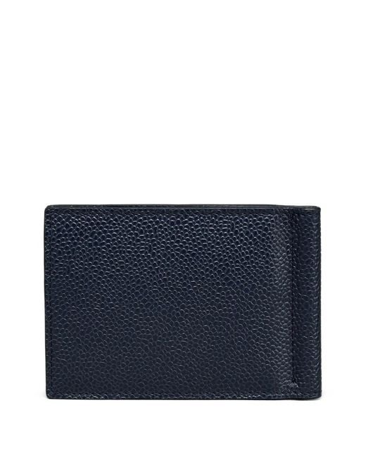 Thom Browne Geldclip Portemonnee Met 4 Strepen Aan De Zijkant In Kiezelnerf Leer in het Blue voor heren