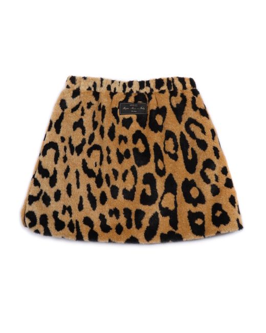 MSGM Natural Fur Animalier Mini Skirt Girl