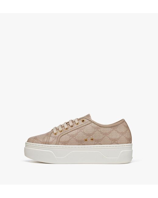MCM Natural Skyward Platform Sneakers In Lauretos