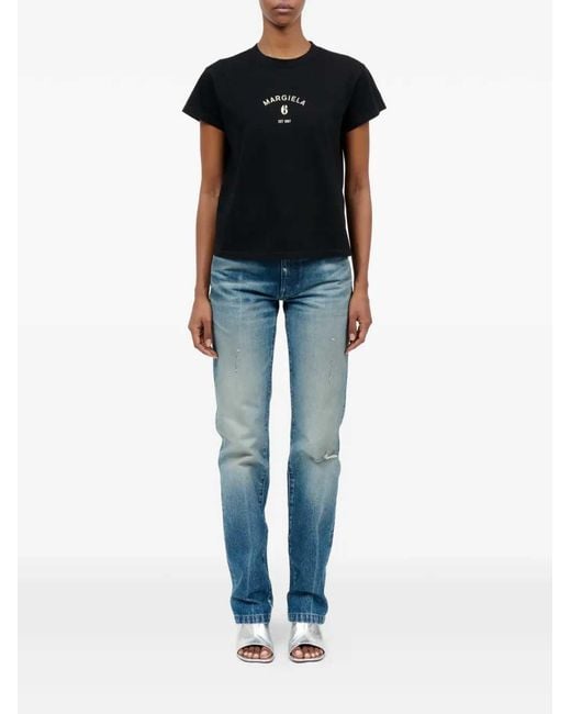 MM6 by Maison Margiela Black Printed T Shirt
