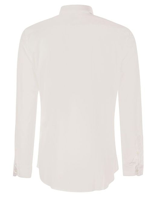 Fay Stretch Frans Kraag Shirt in het White voor heren