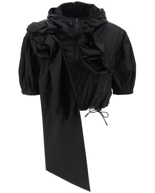 Giacca Cropped Con Dettaglio Rose di Simone Rocha in Black
