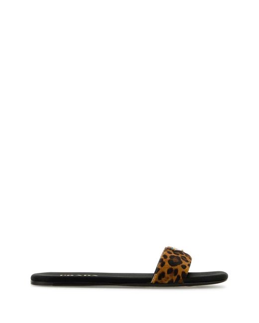 Prada Black Calf Hair Slippers