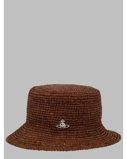 Vivienne Westwood Brown Elegant Raffia Hat For
