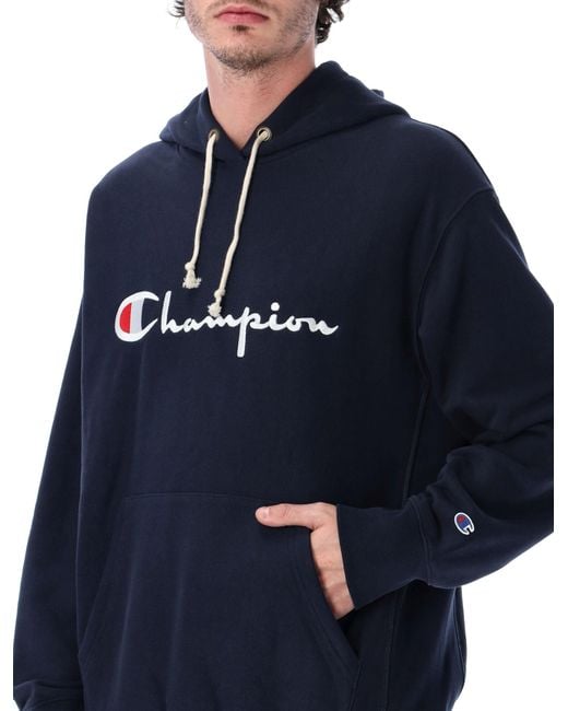 Champion Blue Champion Relaxed-Fit Hoodie With Logo
