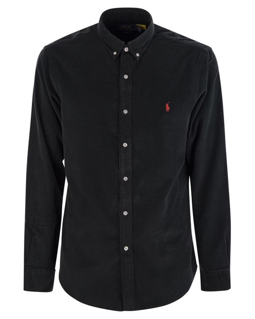 Slim Fit Camisa de terciopelo Polo Ralph Lauren de color Black