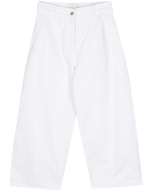 Studio Nicholson Chalco Cropped Jeans in het White