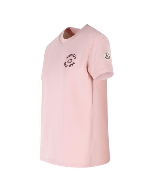 Moncler Pink Logo Cotton T-Shirt