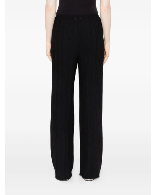 Forte Forte Black Poly Crepe Plisse' Regular Waist Pants