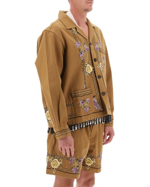 Autumn Royal Overshirt avec broderies et perles Bode pour homme en coloris Brown