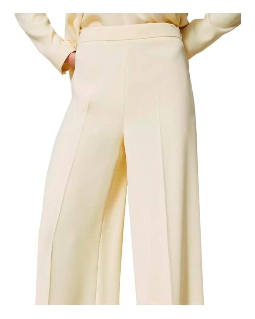 Twinset Yellow Vanilla Wide Leg Trousers